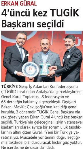 ERKAN GÜRAL 4'üncü kez TUGIK Başkanı seçild.