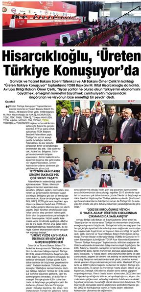 Hisarcıklıoğlu, 'Üreten Türkiye Konuşuyor'da.