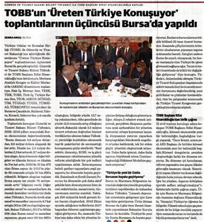 TOBB'un 'Üreten Türkiye Konuşuyor' toplantılarının üçüncüsü Bursa'da yapıldı.