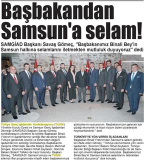 Başbakandan Samsun'a selam.