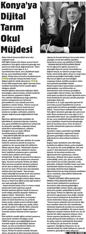 Konya ya Dijital Tarım Okul Müjdesi.
