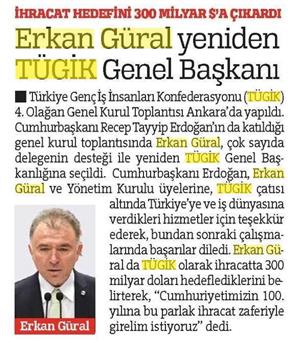Erkan Güral yeniden TÜGİK Genel Başkanı.