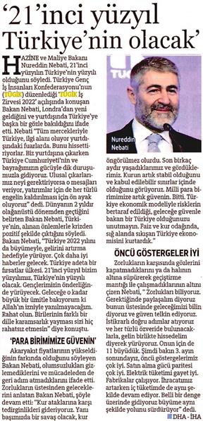 '21 'inci yüzyıl Türkiye'nin olacak'.